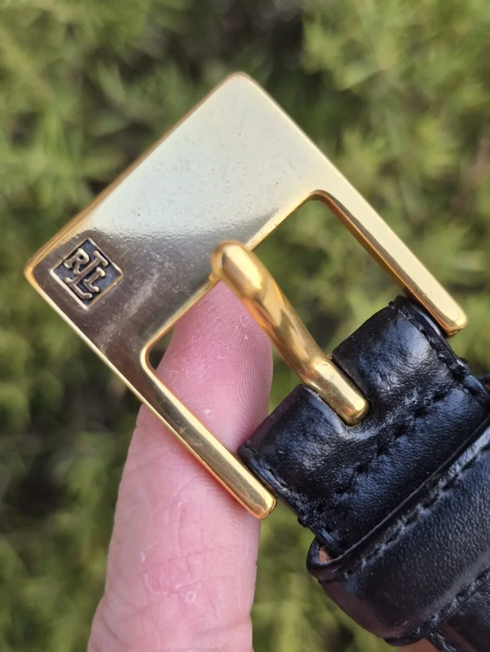 Lauren Ralph Lauren Black Leather Plaque Belt Medium NWOT